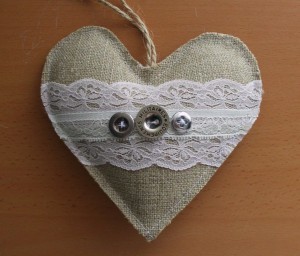 burlap heart garland