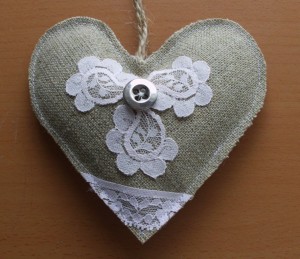 burlap heart garland