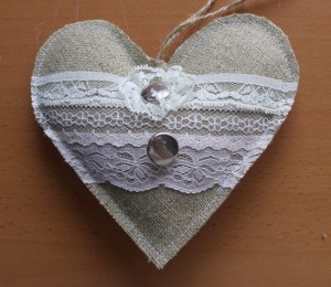 burlap heart garland