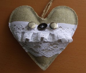 burlap heart garland