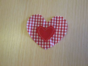 gingham heart fabric Christmas decoration