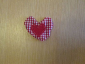 gingham heart fabric Christmas decoration