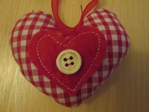 gingham heart fabric Christmas decoration