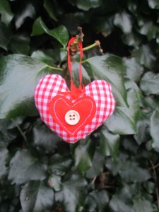 gingham heart fabric Christmas decoration