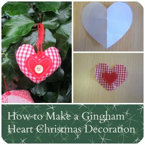 gingham heart fabric Christmas decoration