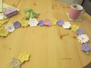 crocheted flower garland