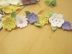 crocheted flower garland