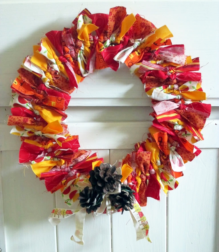 autumn tied wreath no sew