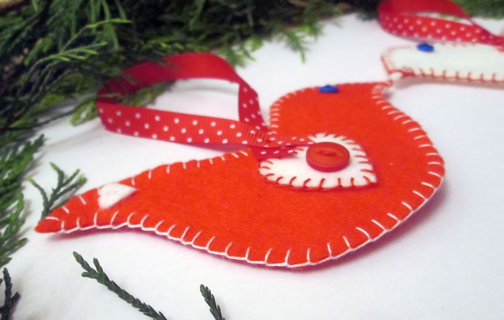 felt bird christmas decoration