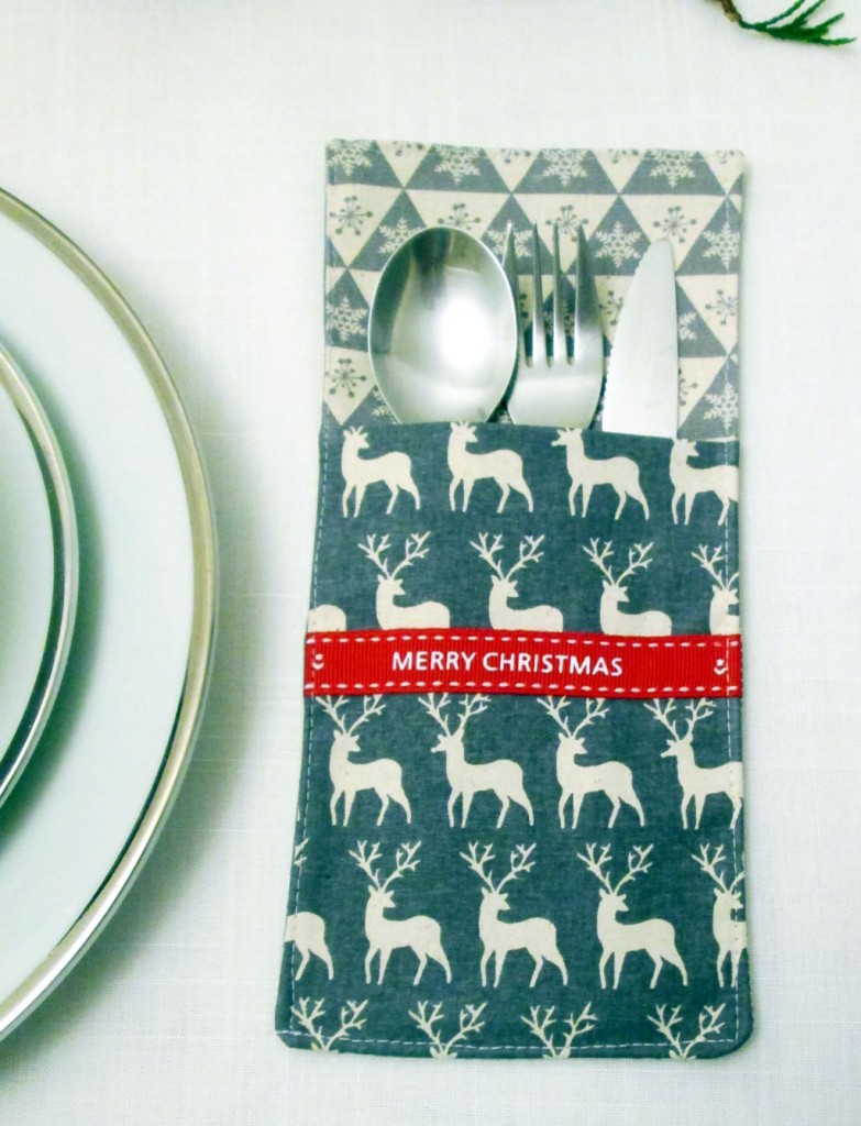 christmas cutlery pockets pouch holder
