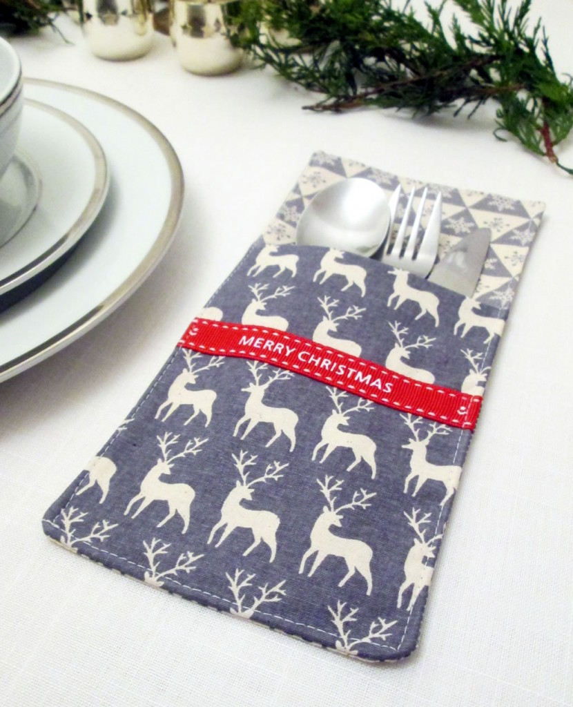 christmas cutlery pockets pouch holder