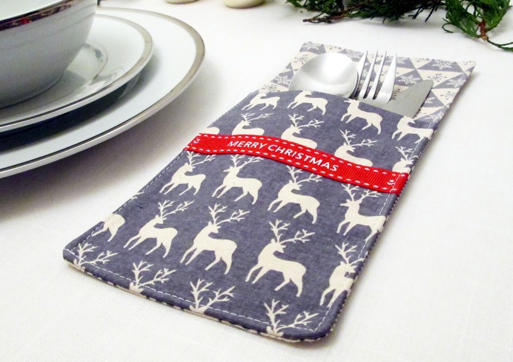 christmas cutlery pockets pouch holder