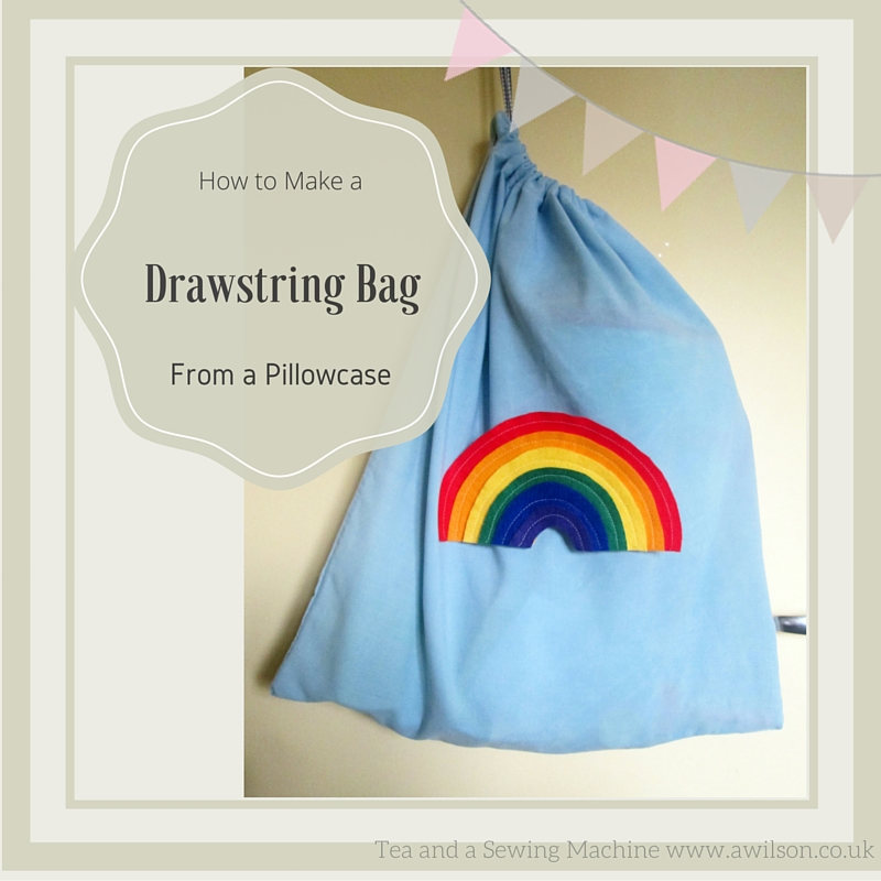 how to make a drawstring bag from a pillowcase