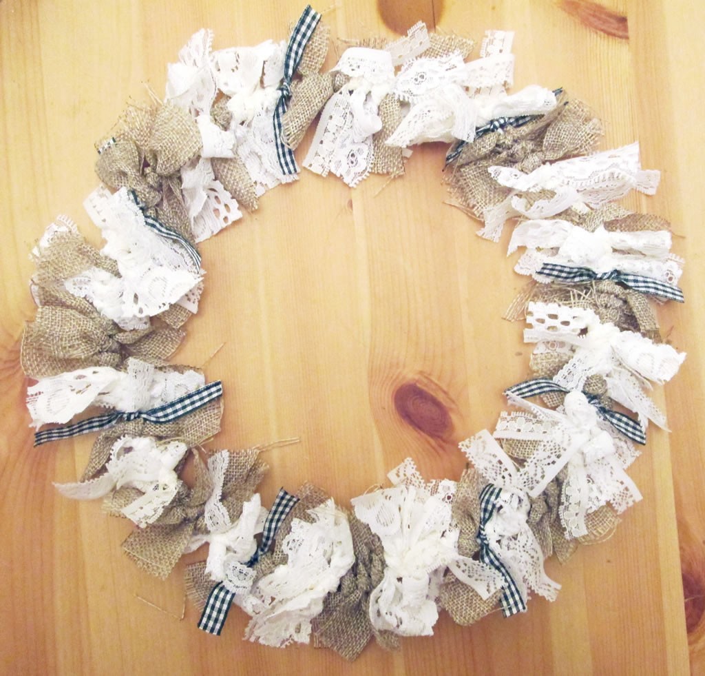 burlap and lace wreath tied wreath