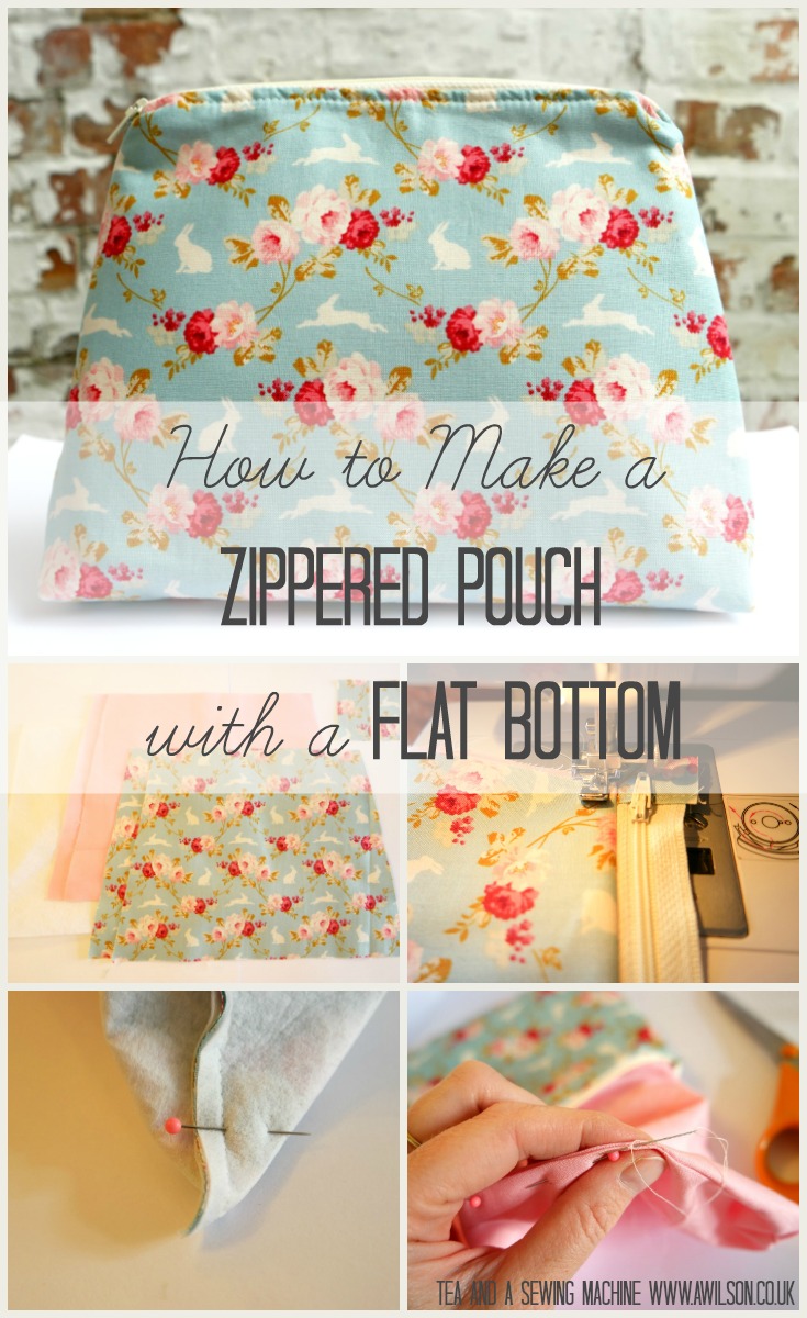How to make a lined, zippered pouch with a flat bottom. They're easy to make and they make great gifts!. This step by step tutorial shows how to make a zippered pouch, including how to make the template. There is a free template you can download if you don't want to make your own.