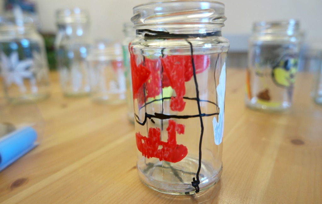 DIY decorated glass jars chalkola chalk pens chalk markers