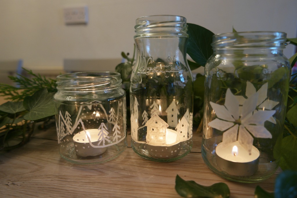 DIY decorated glass jars chalkola chalk pens chalk markers