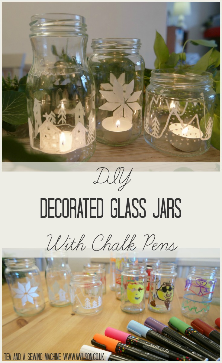 DIY decorated glass jars chalkola chalk pens chalk markers