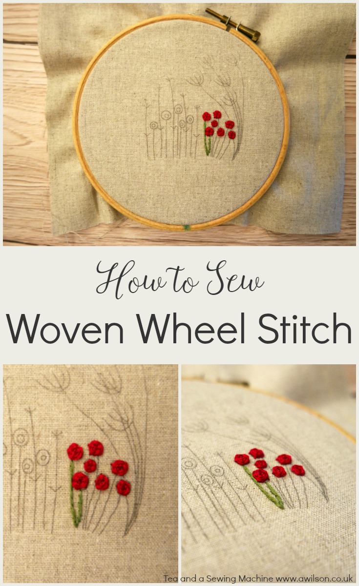 how to sew woven wheel stitch 