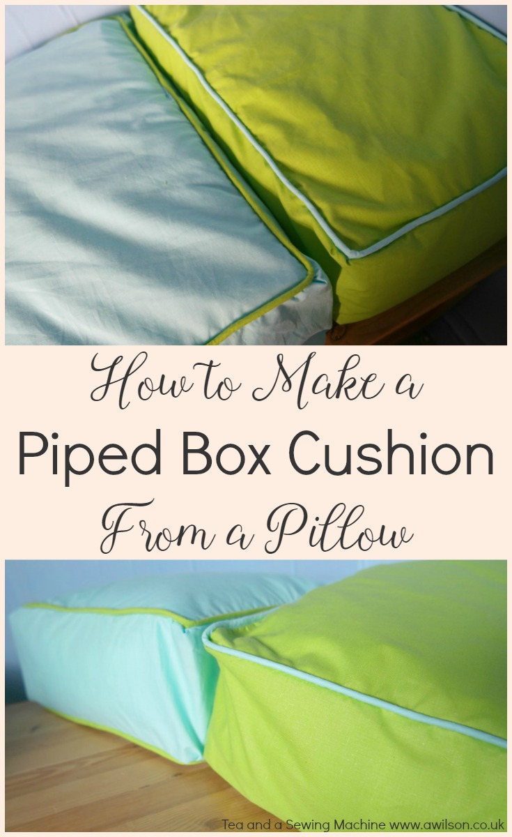 how to make a pillow into a box cushion with piping
