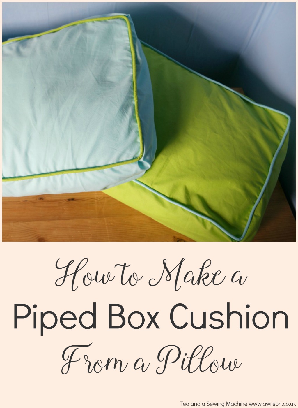 how to turn a pillow into a box cushion with piping