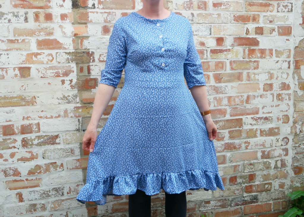 blue and white dress without a pattern