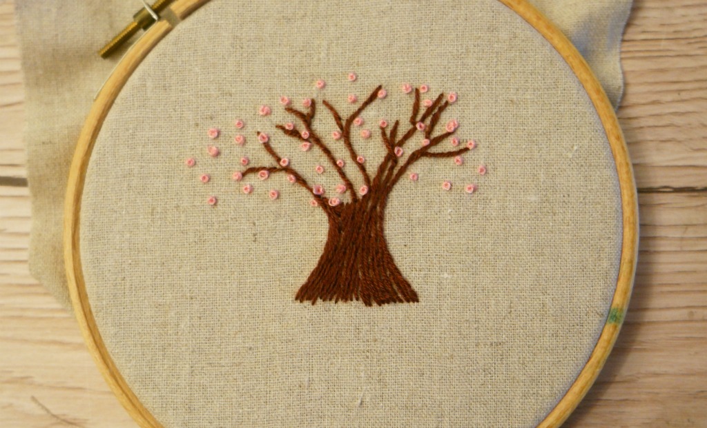 cherry blossom embroidery tutorial hoop art french knots