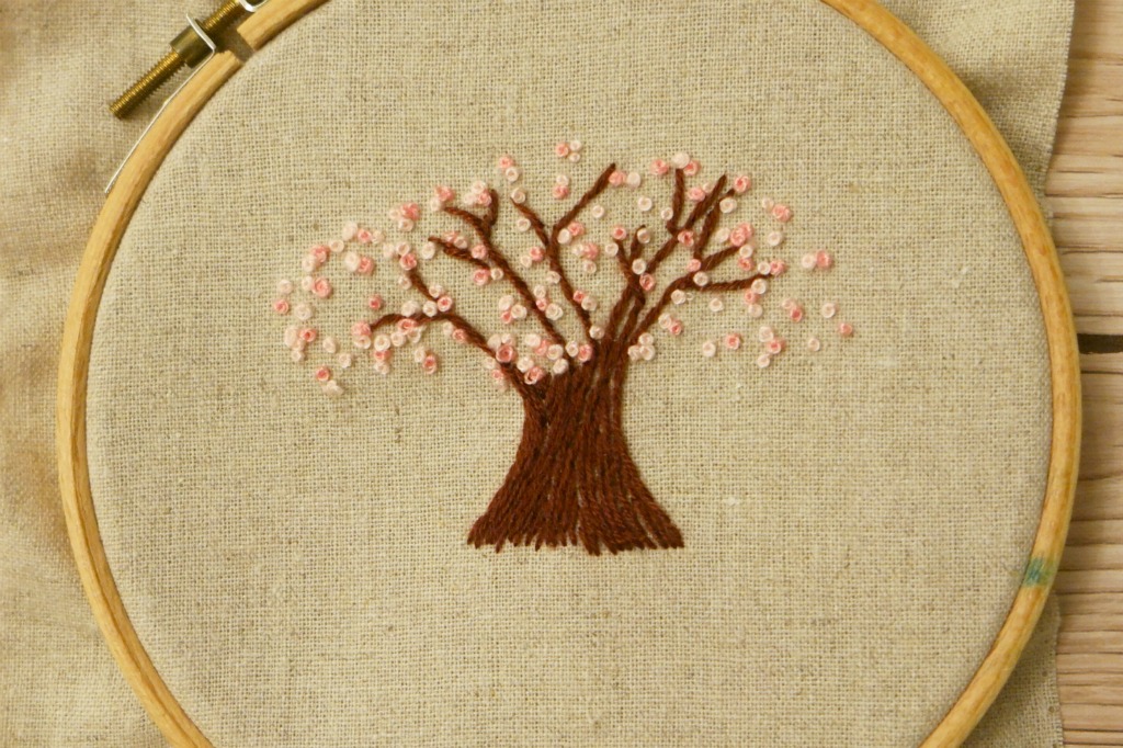 cherry blossom embroidery tutorial hoop art french knots