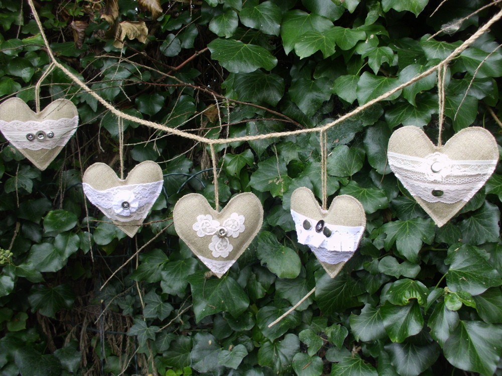 burlap heart garland