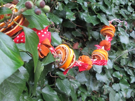 fruit garland using dried fruit for christmas decorations