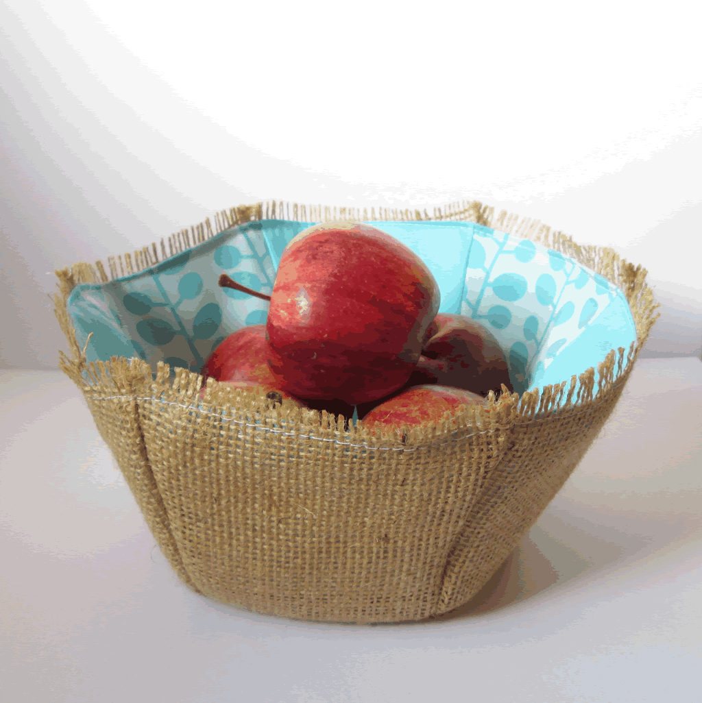 how to make a burlap fabric bowl