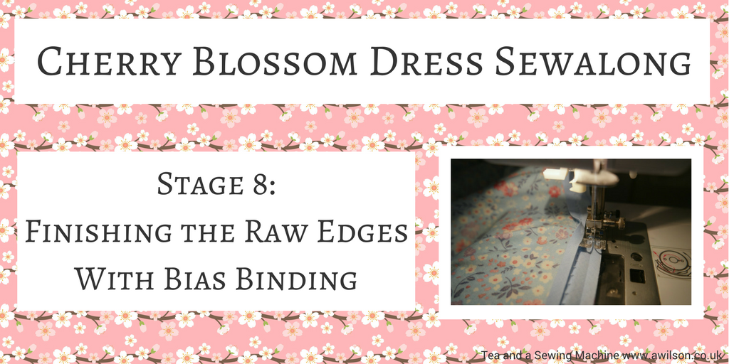 cherry blossom dress sewalong finishing the raw edges with bias binding