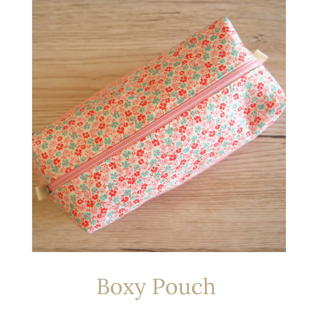 Tutorial - Easy Lined Zippered Boxy Pouch with handle | fabric & flowers