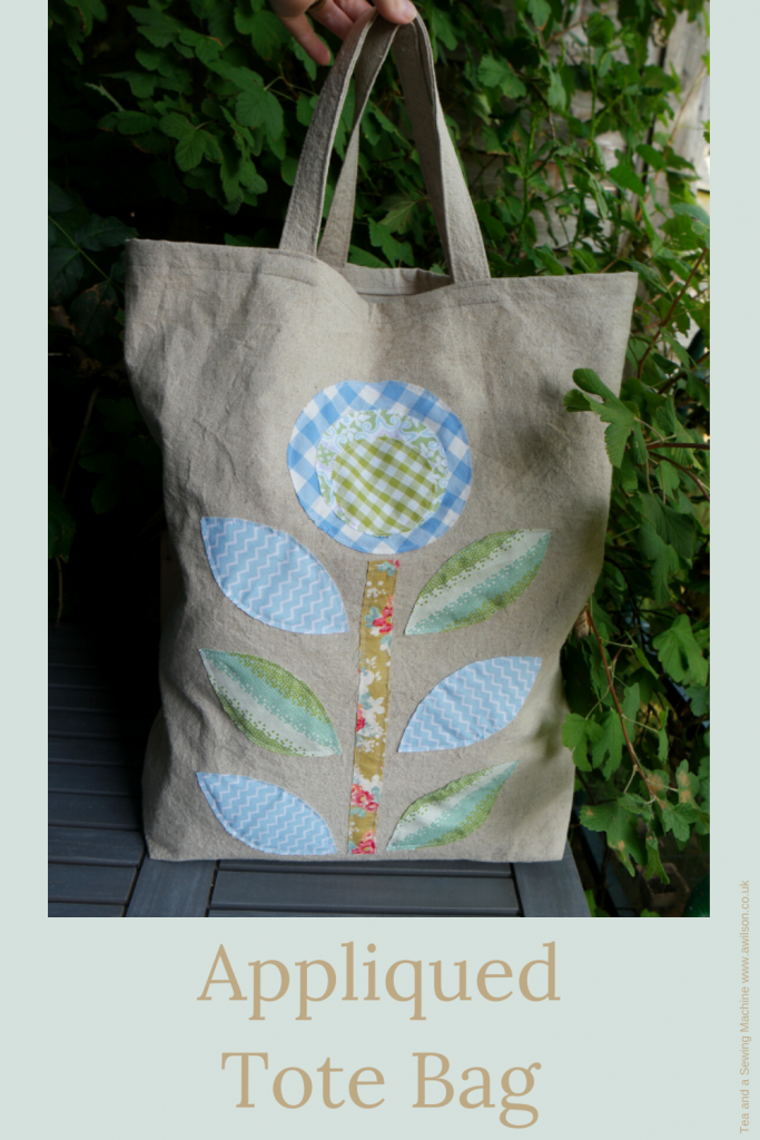 appliqued tote bag