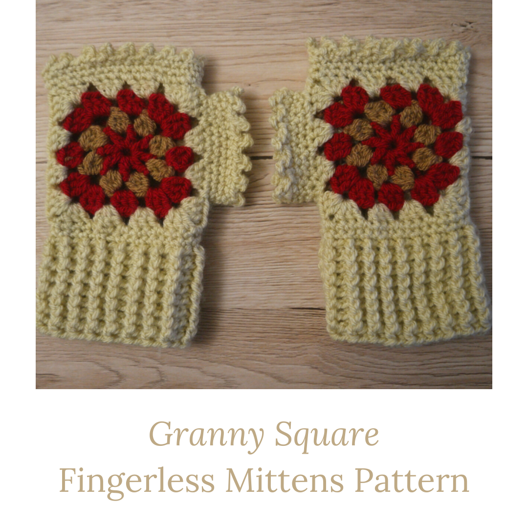 Granny Square Stripes Fingerless Gloves