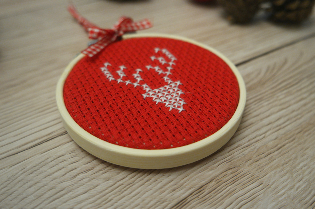 Reindeer Cross Stitch Christmas Decoration 