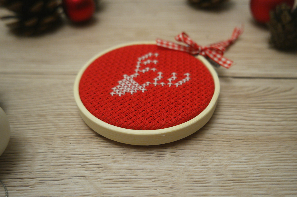 Reindeer Cross Stitch Christmas Decoration 