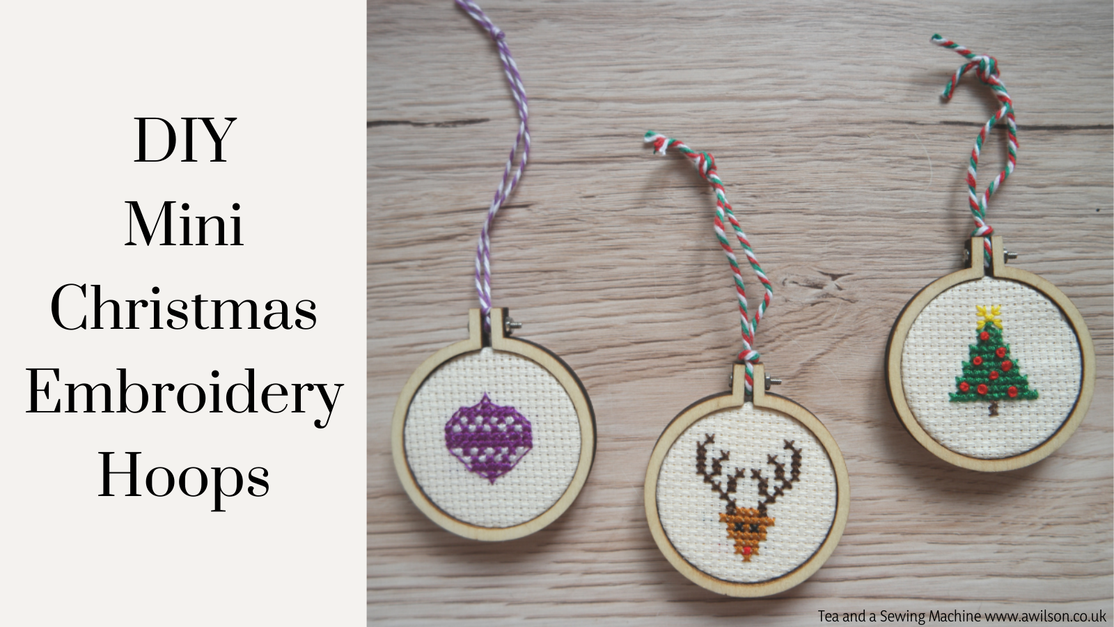 Cross Stitch Wall Hanging Kit. Mini-3 Inch Embroidery Hoop Wall Hanging.  Christmas Kit. DIY Christmas Decoration. Embroidery Hoop Art 