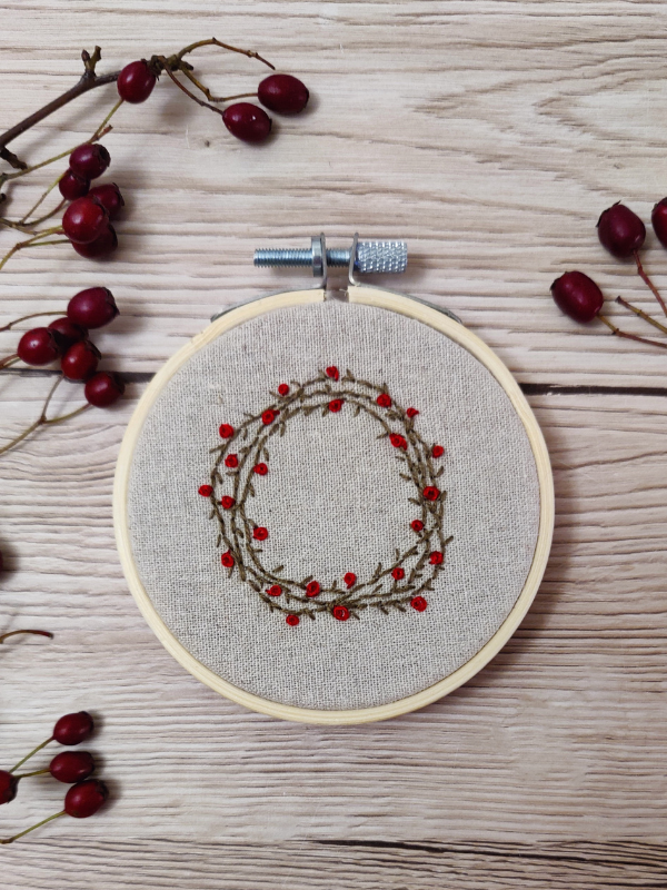 Embroidered Winter Wreath